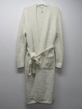 Skims Robe Cozy Knit Boucle Long Ivory Belted Pockets Size S/M Full Length